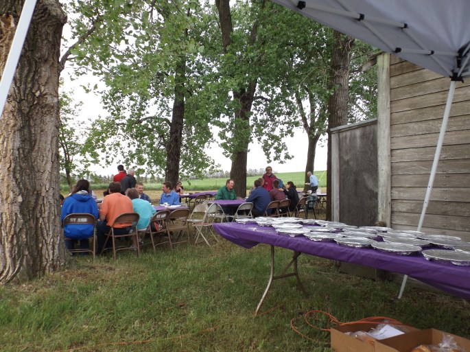 As a fundraiser for the church, the local ladies made kuchen and sold them for $12. We bought peach.